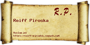 Reiff Piroska névjegykártya